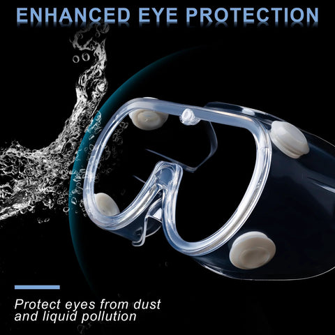 Close-up of clear Anti Fog Safety Goggles Over Glasses For Lab Woodworking Painting 2 Pack with splash protection