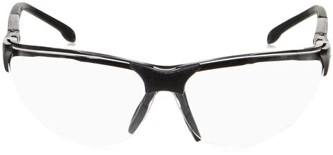 Front view of Anti Fog Safety Goggles For Shooting With Clear Lens Unisex Lightweight 12 Pack, featuring clear lenses and black frame.