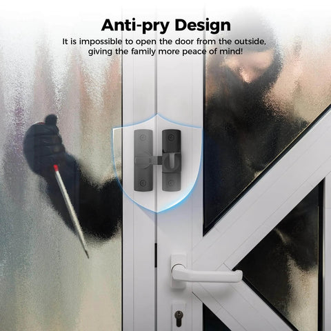 2 Pcs Degree Barn Door Latch, 180/90 Sliding Barn Door Lock installed on a glass door for anti-pry security
