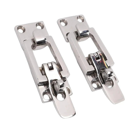 2-pack of marine-grade 316 stainless steel boat hatch latches, flush-mount polished stainless hardware, front view