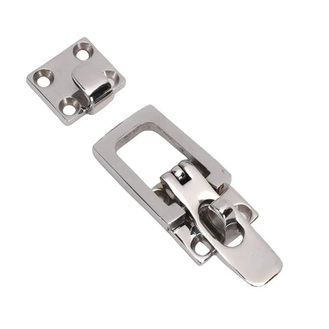 Angled front view of Fabater 2-pack marine grade 316 stainless steel anti-rattle boat latch with mounting plate