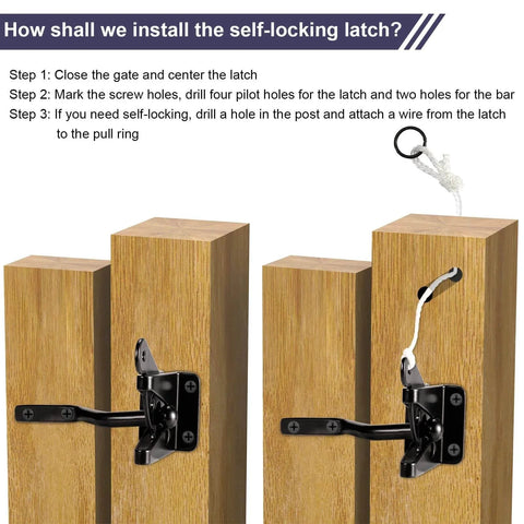 Anti Sag Gate Kit Heavy Duty No Sag Kit For Wooden Gate Fence With Gate Latch installation steps diagram