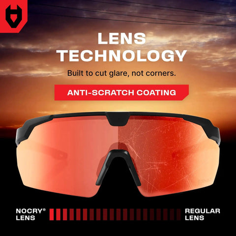 ANSI Z87 Safety Glasses With High Contrast Lenses For Men And Women Anti Scratch showing lens technology and anti-scratch coating.