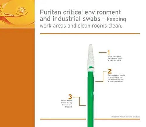 ESD Safe 3 Inch Small Pointed Foam Swab With Anti Static Polypropylene Handle For Electronics Cleanroom And Medical Devices