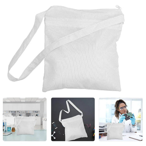 Anti Static Tote Bag With Handles, ultra lightweight single layer ESD dust proof storage purse organizer, white, Eringogo