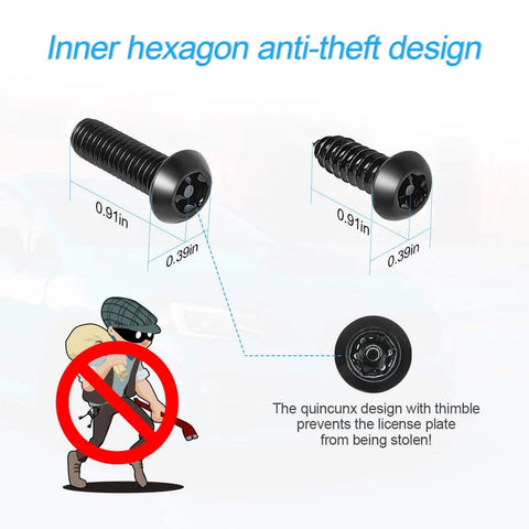 Inner hexagon anti-theft screws with dimensions for ✝️ YALOK Anti Theft License Plate Screws Kits, rustproof stainless steel, tamper proof