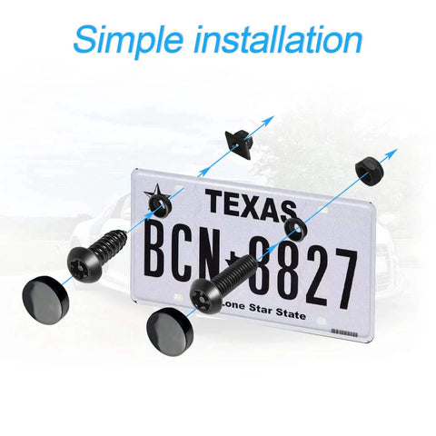 ✝️ YALOK Anti Theft License Plate Screws Kits with Rustproof Stainless Steel, M6 Tamper Proof Fastener Nut, Caps for Car Tag Mounting