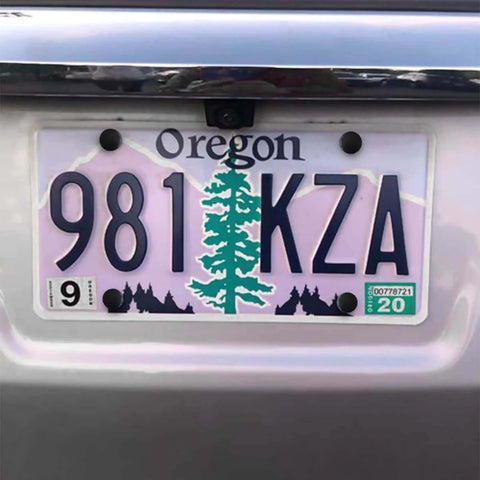 Car with Oregon license plate using YALOK Anti Theft License Plate Screws Kits- Rustproof Stainless Steel Car Tag Plate Mounting Hardware