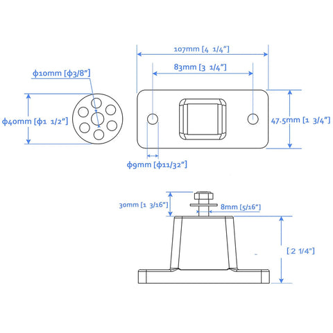 Technical diagram of Achieve quiet, stable operation with a universal anti vibration rubber mounting bracket set for ductless mini split condensers
