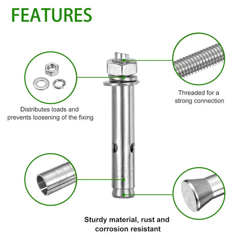 Heavy Duty Anti Vibration Pad Kit With Rubber Isolators And Mounting Brackets For Outdoor Mini Split Central Air Conditioners And Air Compressors Includes Expansion Screws And Shock Absorbing Feet Reducing Vibration And Noise Up To 1000 Lbs expansion screw details