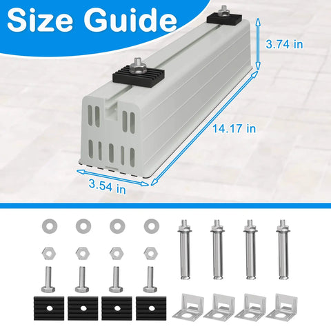Anti vibration mini split mounting base delivers stable floor support for 12000BTU to 24000BTU condensers, with included hardware