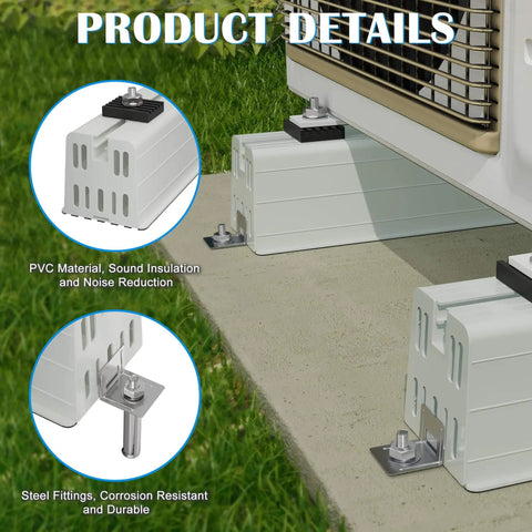 Anti vibration mini split mounting base delivers stable floor support for 12000BTU to 24000BTU condensers, installed view.