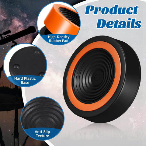 Six Pack 2.95 Inch Anti Vibration Pads For Telescope Mount And Camera Tripod showing high-density rubber pad, hard plastic base.