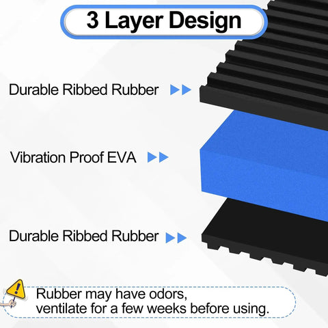 3 layer design of 4 Pack Anti Vibration Pads for Home Appliances with ribbed rubber and EVA layers visible