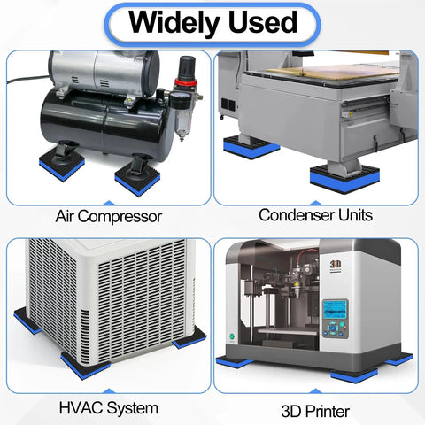 4 Pack Anti Vibration Pads for Home Appliances under air compressor, condenser unit, HVAC system, and 3D printer.