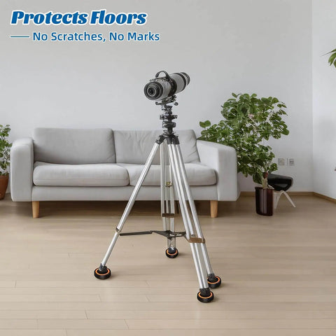 Six Pack 2.95 Inch Anti Vibration Pads For Telescope Mount And Camera Tripod on indoor floor with telescope, protects floors.