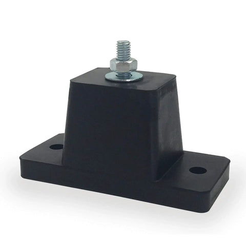 Achieve quiet, stable operation with a universal anti vibration rubber mounting bracket set, front view of black rubber piece with bolt.