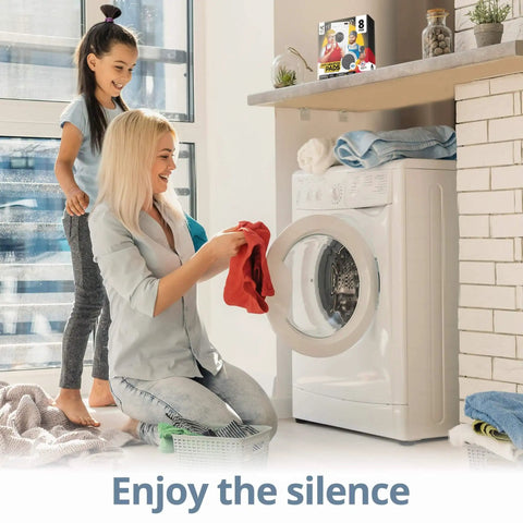 Achieve quiet, stable laundry days with these ultra thin anti vibration pads for washing machines; pads used with white washer
