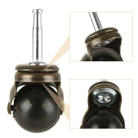 One Point Six Inch Ball Caster Wheels 8 Pack For Furniture Chairs Sofas And Cabinets With Swivel 360 Degree Mounting Stem