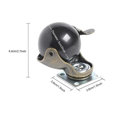 2 Inch Antique Brass Ball Casters With Brake Set Of 4 Heavy Duty Swivel Plate Casters Vintage Furniture Wheels for Sofa Cabinet Kitchen Cart
