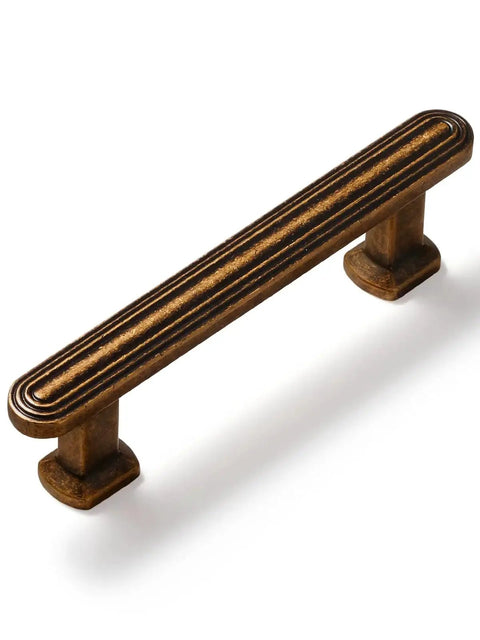 10 Pack Antique Brass Cabinet Pulls 3 Inch 76mm for Kitchen Cabinets Drawers Cupboards, solid zinc alloy, classic design, top view