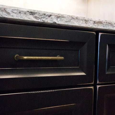 Antique Brass Cabinet Pulls Set Of 12 With 5 Inch Center Vintage Retro Bronze Kitchen Hardware Smooth Touch Drawer Handles installed