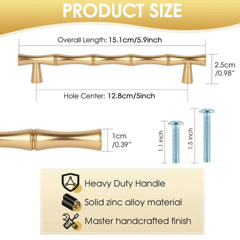Antique Brass Cabinet Pulls Set Of 6 Five Inch Center To Center Zinc Alloy Heavy Duty Dresser Handles with screws diagram