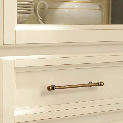 Antique Brass Cabinet Pulls Set Of 10 5 Inch Hole Center Solid Zinc Alloy Handle on kitchen drawer