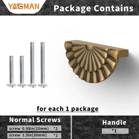 Brushed Antique Brass Cabinet Pulls 6 Pack 3 Inch Vintage Half Moon Sunflower Drawer Handles with nickel plated screws