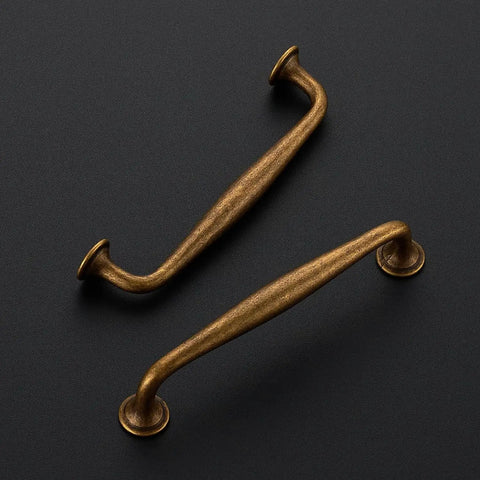 5 Pack 5 Inch Antique Brass Kitchen Cabinet Handles Solid Zinc Alloy Cabinet Pulls for Cupboards and Drawers displayed on black surface