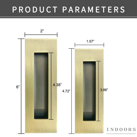 Recessed Finger Flush Pulls With Edge Pull In Antique Brass, 4.72 Inch Sliding Closet Door Handles, durable hardware image.