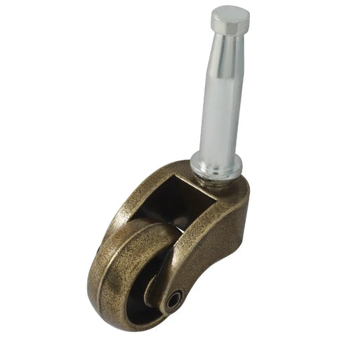 Close-up of a 4 Pack 1 Inch Swivel Stem Ball Caster Wheels Zinc Alloy Antique Brass With Socket Mounting For Furniture Desks Tables Chests Drawers Nightstands Smooth Rolling Replacement Featuring 26mm Ball Diameter 8mm Stem Diameter 36mm Stem Length 75mm Total Length
