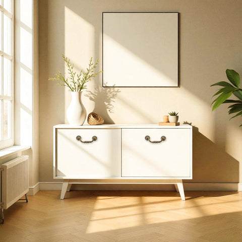 White dresser with 4.5 Inch Center To Center Antique Bronze Drawer Pulls Pack Of 4 Bail Drop Swing Handles for vintage restoration