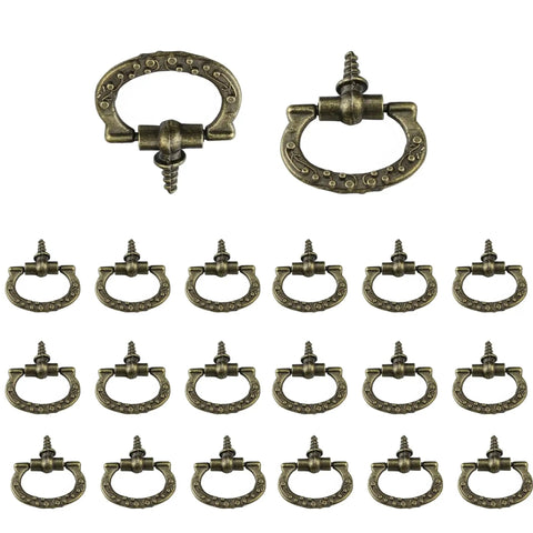 24 Pcs Mini Cabinet Pulls 24x27mm Metal Screw In Drawer Handles For Jewelry Boxes And Small Furniture Antique Bronze Finish