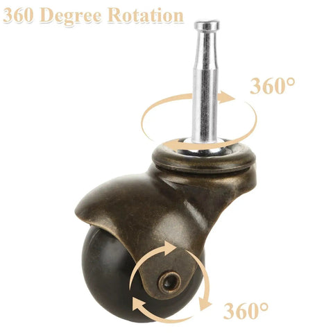 One Point Six Inch Ball Caster Wheels 8 Pack For Furniture Chairs Sofas And Cabinets With Swivel 360 Degree Mounting Stem