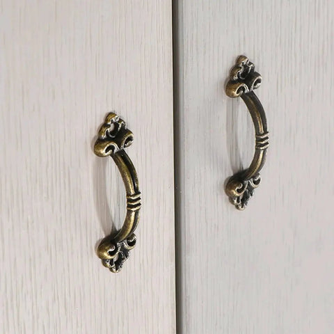 10 Piece Antique Style Mini Pull Handles 47mm Zinc Alloy Decorative Knobs With Screws Gold Finish for drawers and cabinets