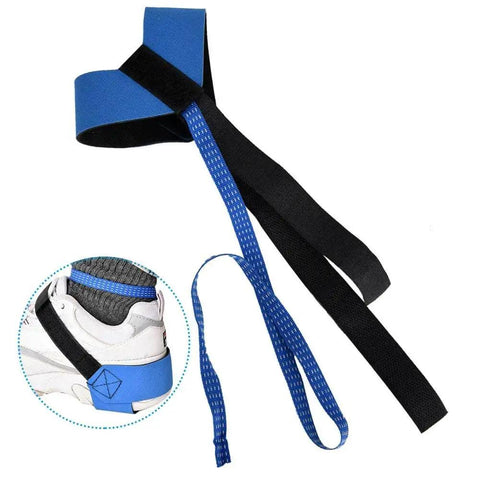 Adjustable Anti Static Ankle Strap Grounder ESD Blue And Black For Electronics Techs, shown close-up and installed on shoe