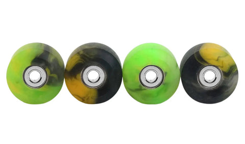 Apex 61D Urethane Fingerboard Wheels With New Street Style Pro Street Tricks 7.7mm in Spooky Swirl Colorway, set of four front view