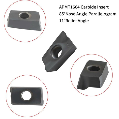 APMT1604 carbide inserts for R8 Shell Mill Set With 100 Mm Face End Milling Cutter And 32 Mm Bore Arbor, 6 Flute, 7/16-20UNF Shank