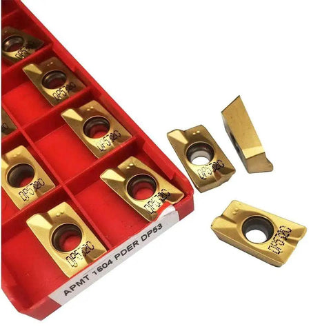 APMT1604 PDER Dual Edge Milling Inserts Pro Grade 50 Pcs CVD Carbide in packaging and individual pieces for steel finishing