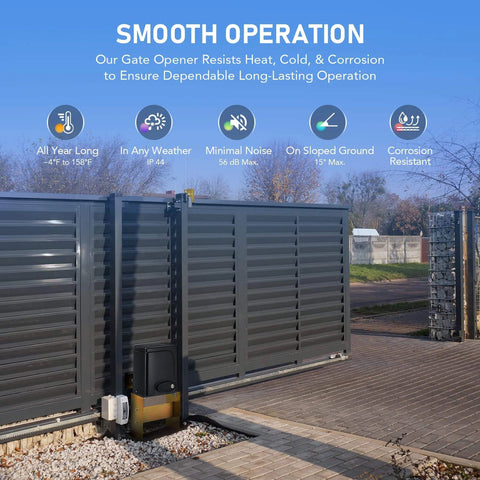 APP Smart Automatic Sliding Gate Opener Kit with 280W Motor for Driveway and Garden Gates up to 1400lb and 40ft with gate installed