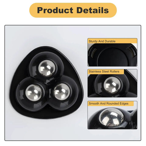Close-up of 8 Pieces 1.45 Inch Self Adhesive Appliance Caster Wheels with stainless steel rollers and rounded edges