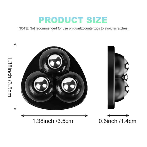 Self Adhesive Appliance Casters For Kitchen Appliances And Furniture Sliders 360 Degree Rotating Rollers side and top view with measurements