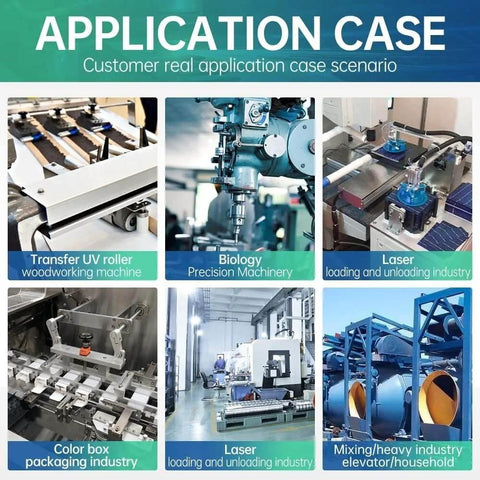 Various industrial machinery and equipment used in woodworking, precision machinery, loading, and heavy industry applications.
