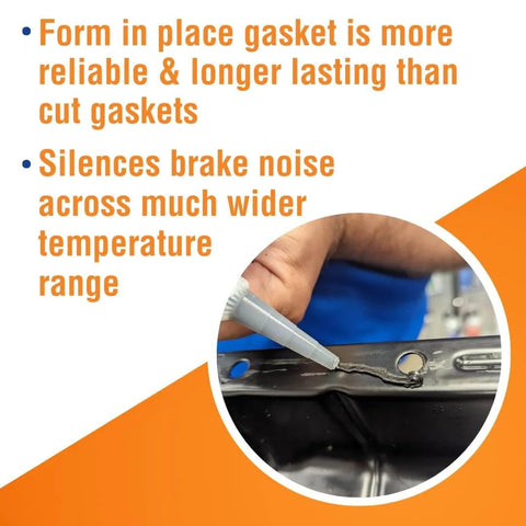 Ultra Black Maximum Oil Resistant RTV Silicone Gasket Maker applied to metal surface, promoting longer-lasting seals.