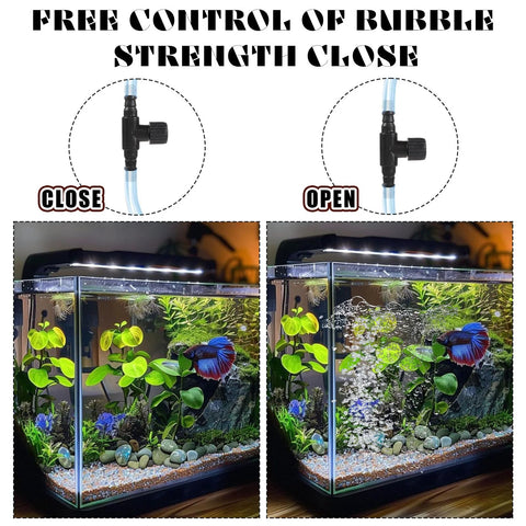 Aquarium air control valves, 10-pack, black T-shaped plastic regulators for 3/16 inch ID tubing in fish tanks.