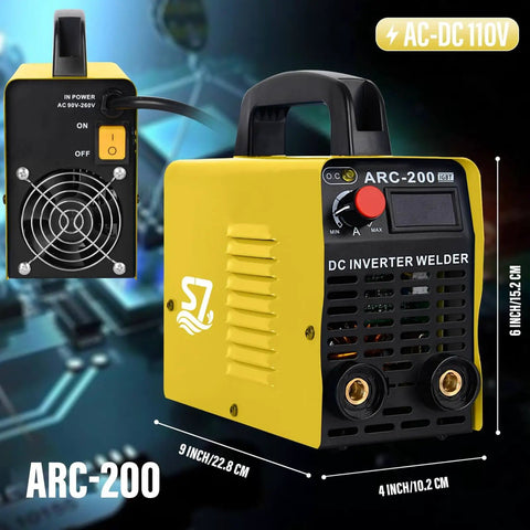 Beginner Friendly 110V Arc Welder With LCD Display And 200 Amp Power For DIY Projects And Small Shops Compatible With AWS E6013 E7018 E7014 And E6011 Electrodes Works With One Sixteenth To One Eighth Inch Electrodes Energy Efficient