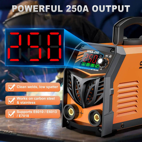 Dual Voltage 110V 220V 250Amp Arc Welder With Large Led Display Portable IGBT Inverter Stick Welder