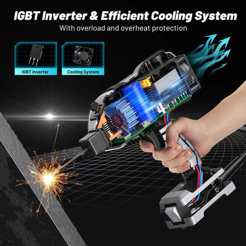 Portable 110V Arc Welder With Auto Darkening Goggles IGBT Inverter Handheld Stick Welder features efficient cooling system