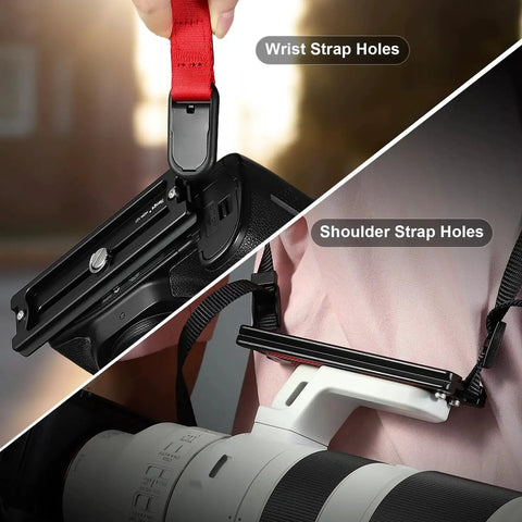 127mm Arca Swiss Quick Release Plate with strap holes for tripod setups.